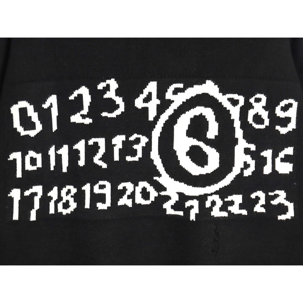 Maison Margiela Numbers distressed knitted crewneck sweater,MAISON MARGIELA