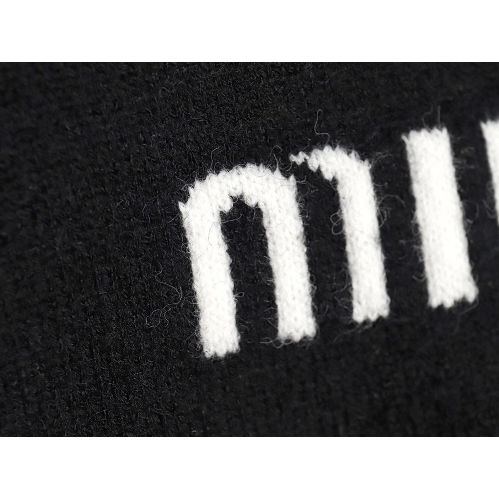 Miu Miu Lettering Jacquard Long Sleeve Crewneck Sweater,Miu Miu
