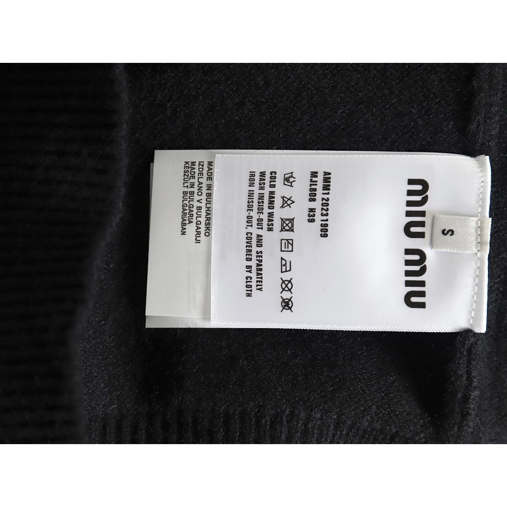 Miu Miu Lettering Jacquard Long Sleeve Crewneck Sweater,Miu Miu