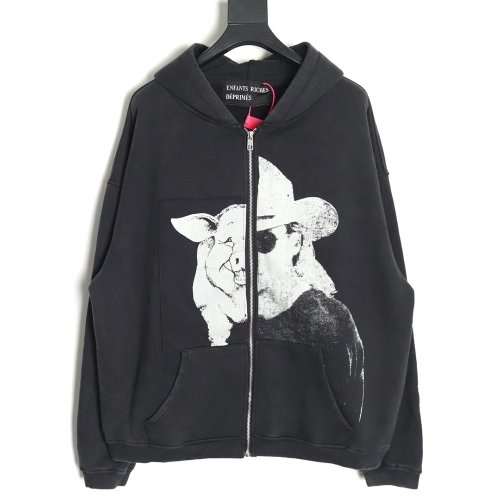 ENFANTS RICHES D¨¦PRIM¨¦S patchwork printed zip-up cardigan Sweatshirt,ENFANTS RICHES DEPRIMES