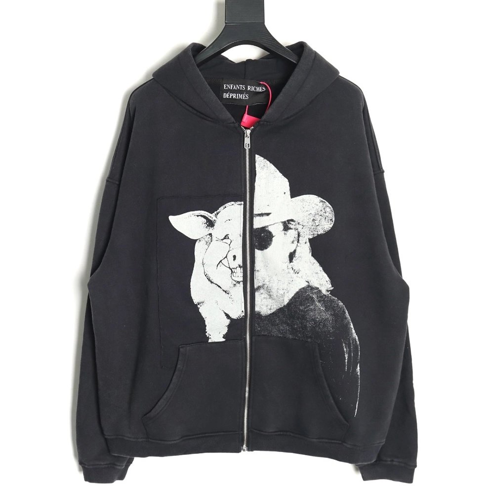ENFANTS RICHES D¨¦PRIM¨¦S patchwork printed zip-up cardigan Sweatshirt,ENFANTS RICHES DEPRIMES