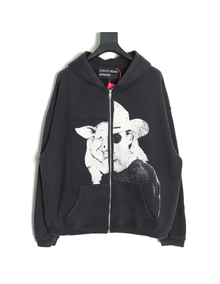 ENFANTS RICHES D¨¦PRIM¨¦S patchwork printed zip-up cardigan Sweatshirt,ENFANTS RICHES DEPRIMES