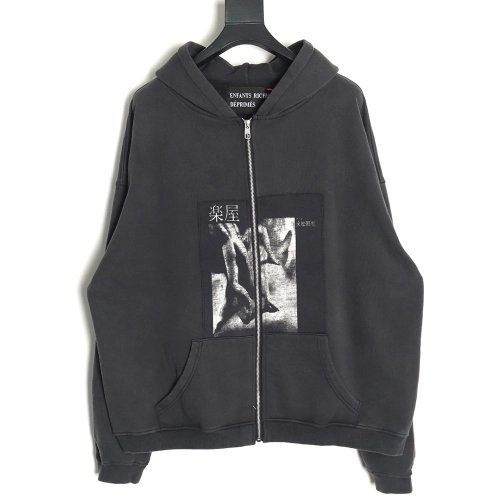 ENFANTS RICHES D¨¦PRIM¨¦S patchwork printed zip-up cardigan Sweatshirt TSK1,ENFANTS RICHES DEPRIMES