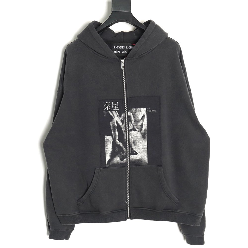 ENFANTS RICHES D¨¦PRIM¨¦S patchwork printed zip-up cardigan Sweatshirt TSK1,ENFANTS RICHES DEPRIMES