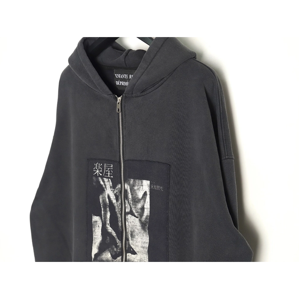 ENFANTS RICHES D¨¦PRIM¨¦S patchwork printed zip-up cardigan Sweatshirt TSK1,ENFANTS RICHES DEPRIMES