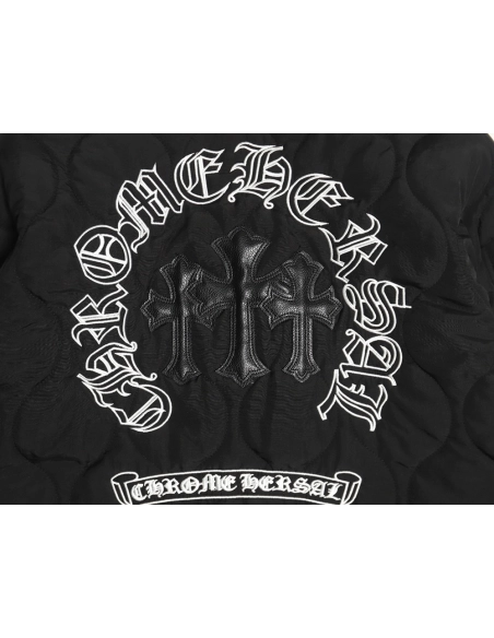 Chrome Hearts Cross Sanskrit Embroidered Lapel Padded Jacket,Chrome Hearts