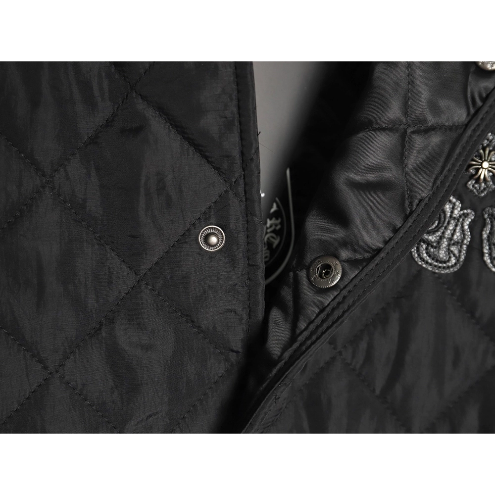 Chrome Hearts Cross Sanskrit Embroidered Lapel Padded Jacket TSK1,Chrome Hearts