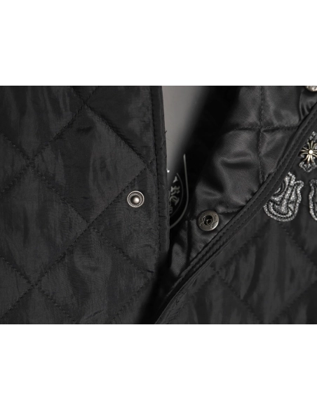 Chrome Hearts Cross Sanskrit Embroidered Lapel Padded Jacket TSK1,Chrome Hearts