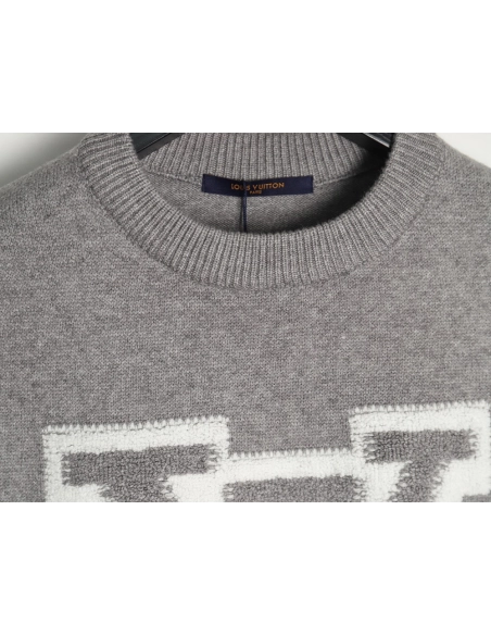 Louis Vuitton flocked logo crewneck sweater,Louis Vuitton