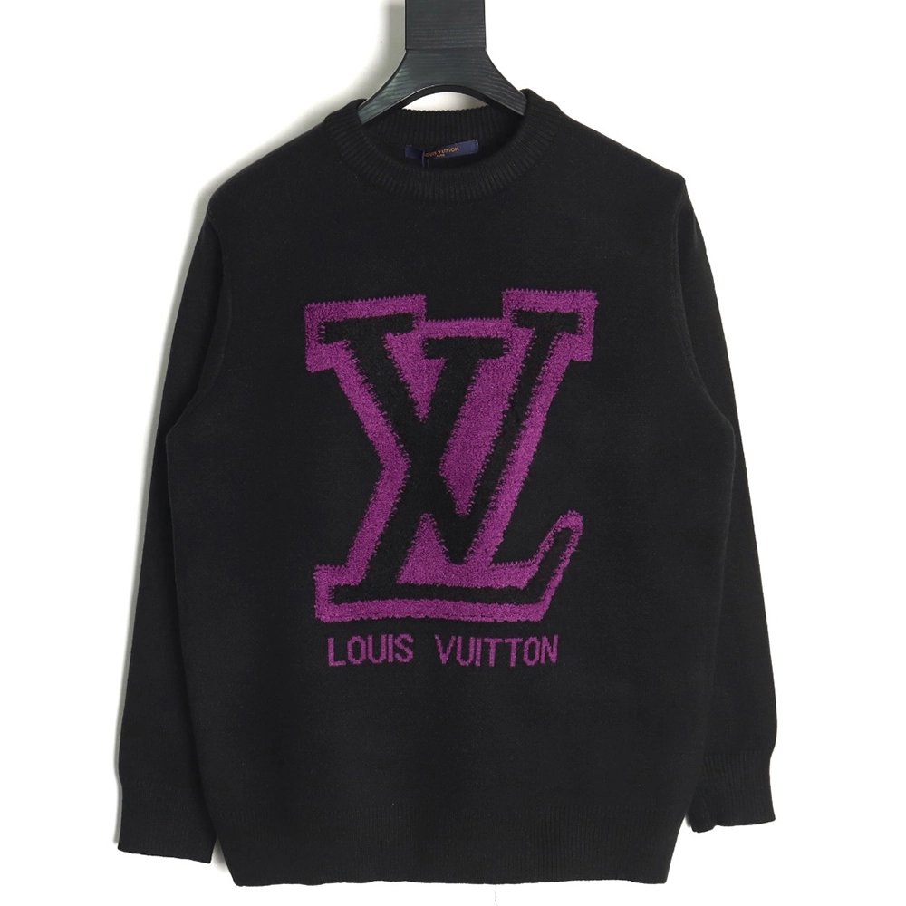 Louis Vuitton flocked logo crewneck sweater TSK1,Louis Vuitton
