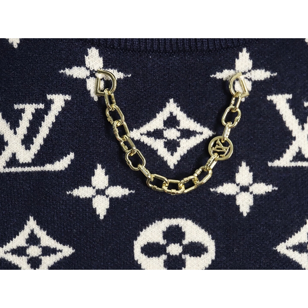 Louis Vuitton chain all over print monogram round neck sweater TSK1,Louis Vuitton