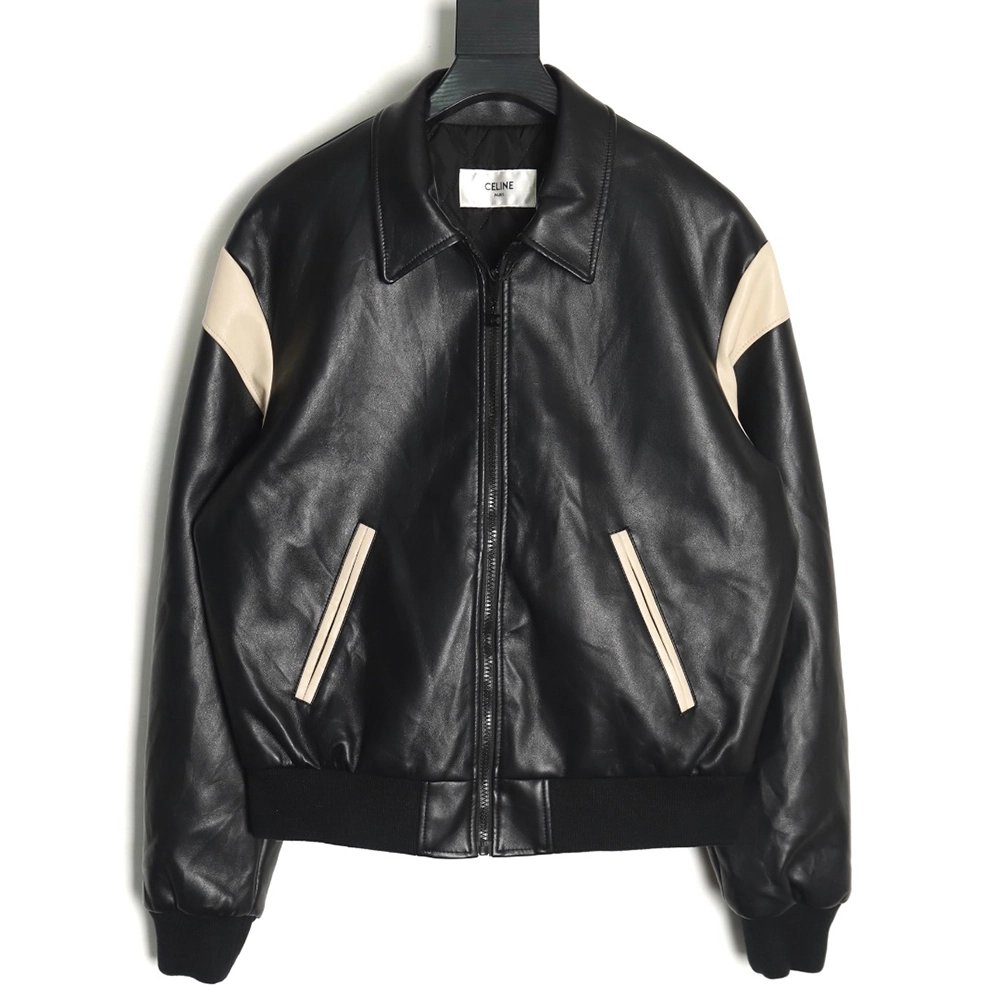Celine paneled cotton leather jacket,Celine