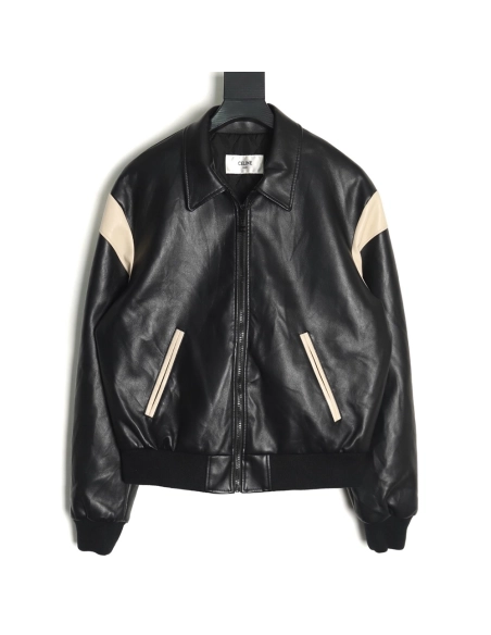 Celine paneled cotton leather jacket,Celine