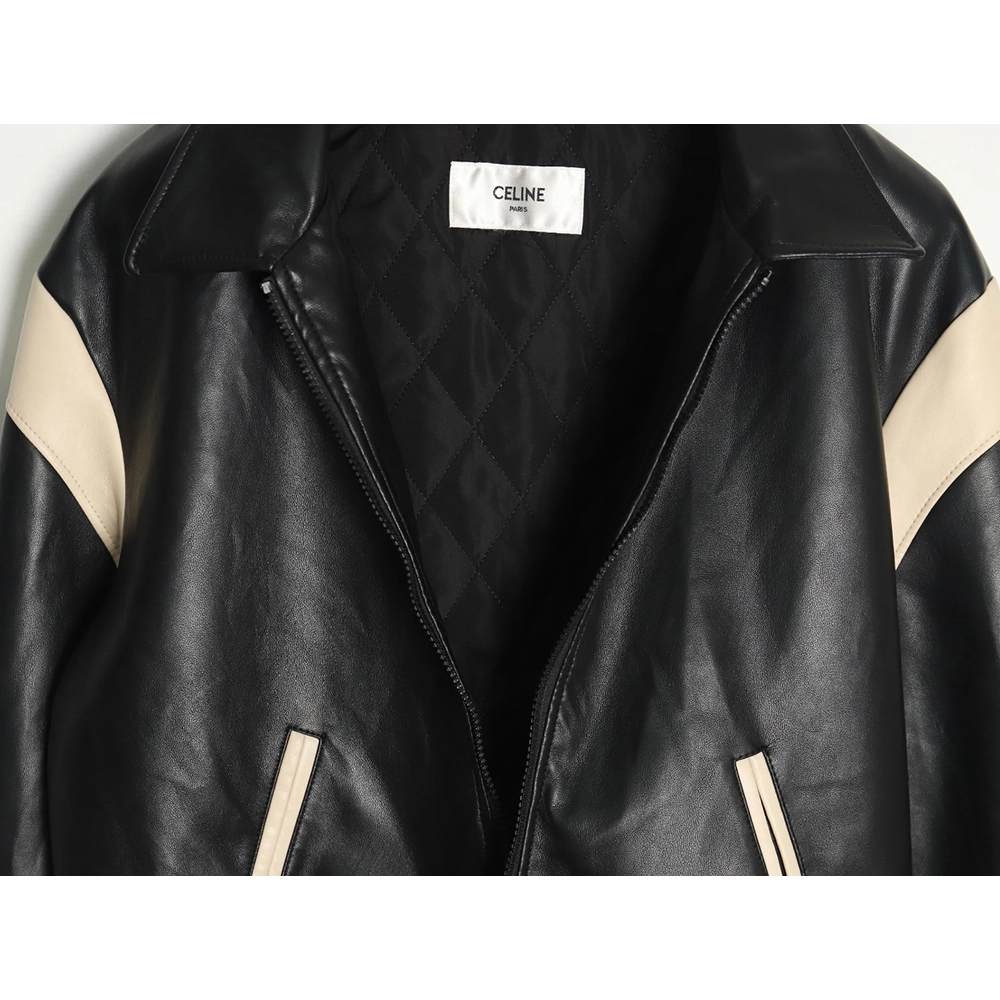 Celine paneled cotton leather jacket,Celine