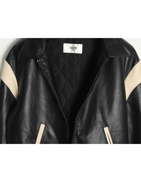 Celine paneled cotton leather jacket,Celine