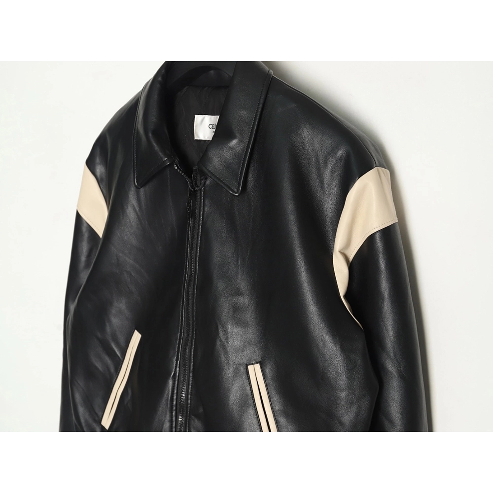Celine paneled cotton leather jacket,Celine