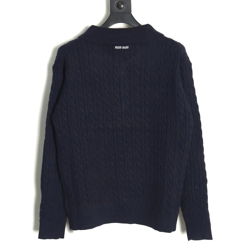 Miu Miu cable cashmere POLO collar sweater,Miu Miu