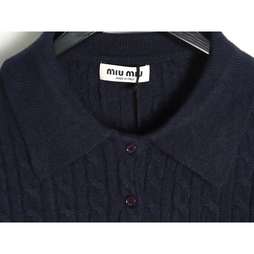 Miu Miu cable cashmere POLO collar sweater,Miu Miu