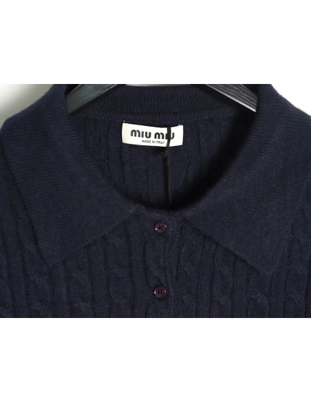Miu Miu cable cashmere POLO collar sweater,Miu Miu