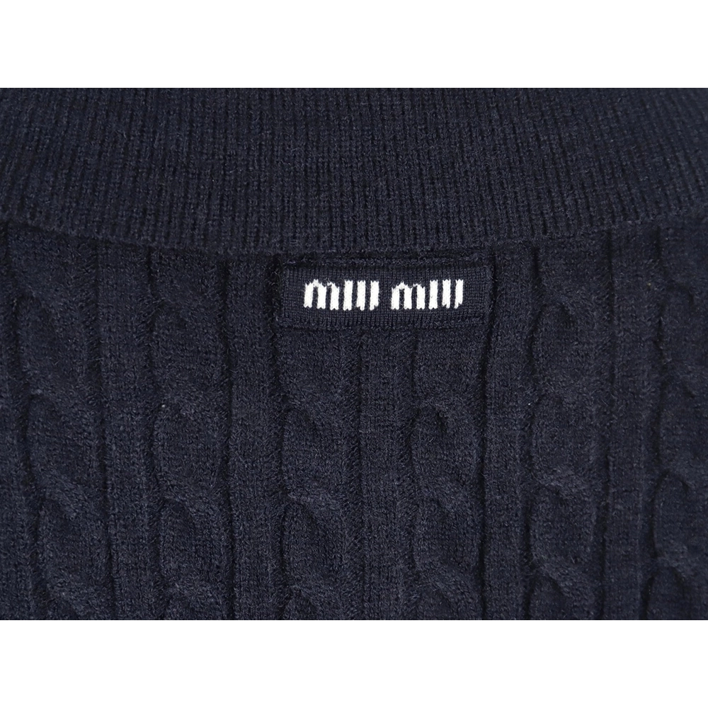 Miu Miu cable cashmere POLO collar sweater,Miu Miu