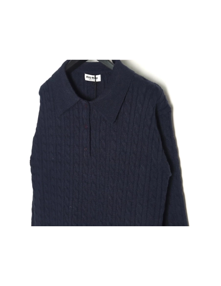 Miu Miu cable cashmere POLO collar sweater,Miu Miu