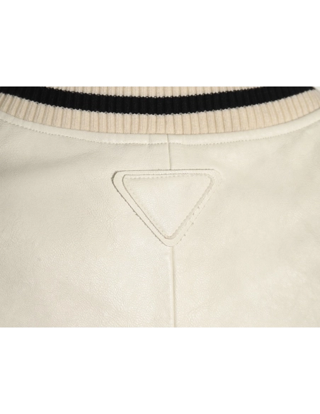 Prada P logo leather bomber jacket,Prada Jacket,Jacket,,Low Price High quality,Free Shipping to France