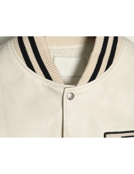 Prada P logo leather bomber jacket,Prada Jacket,Jacket,,Low Price High quality,Free Shipping to France