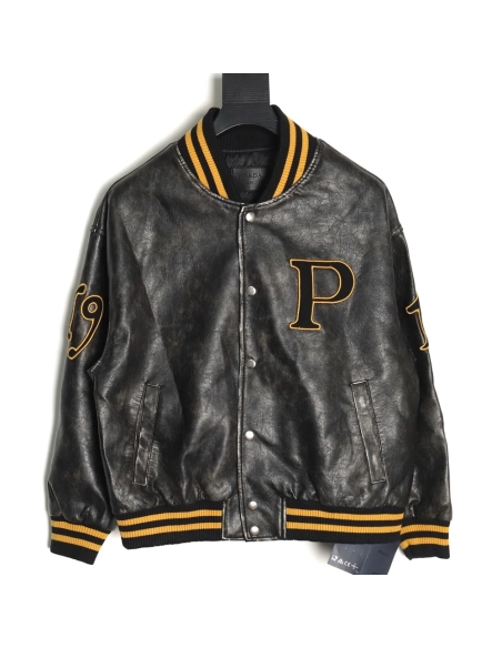 Prada P logo leather bomber jacket,Prada Jacket,Jacket,,Low Price High quality,Free Shipping to France