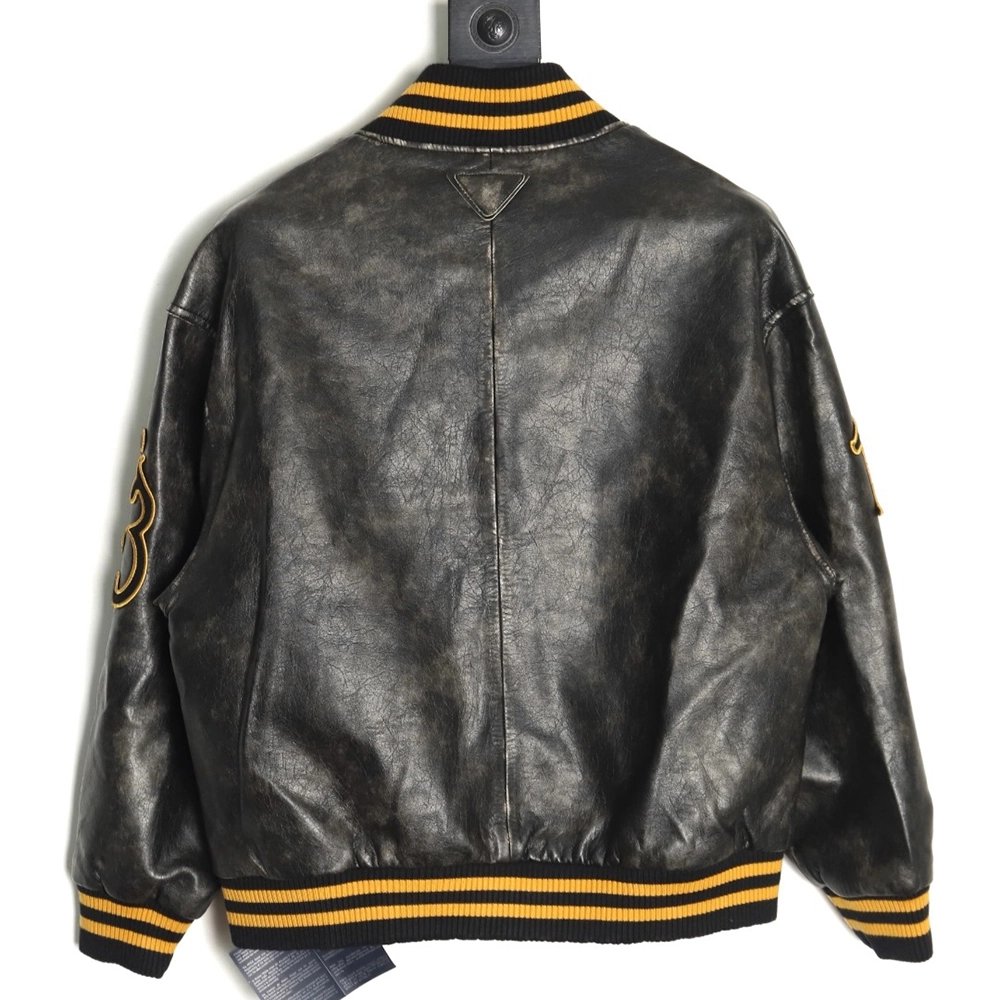 Prada P logo leather bomber jacket,Prada Jacket,Jacket,,Low Price High quality,Free Shipping to France