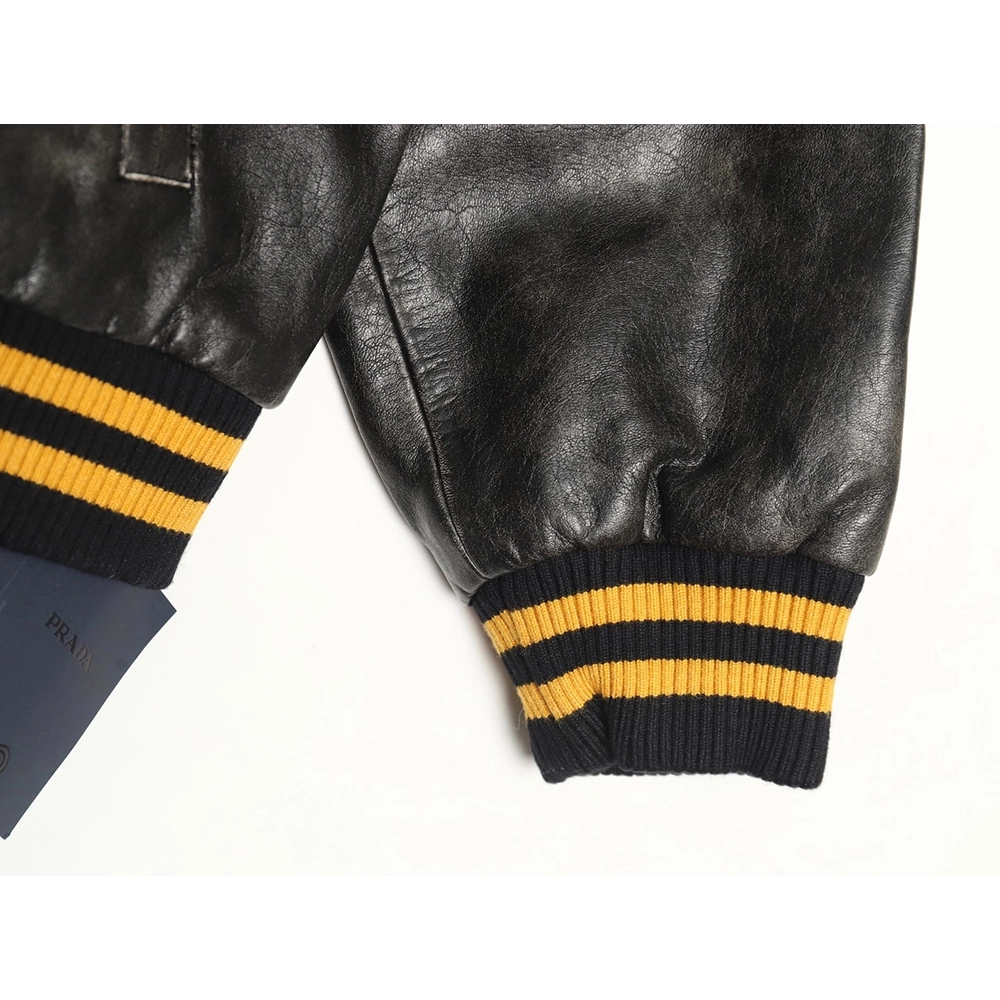 Prada P logo leather bomber jacket,Prada Jacket,Jacket,,Low Price High quality,Free Shipping to France