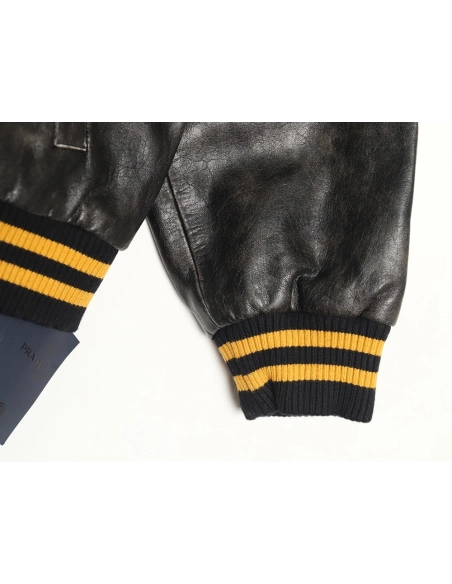 Prada P logo leather bomber jacket,Prada Jacket,Jacket,,Low Price High quality,Free Shipping to France