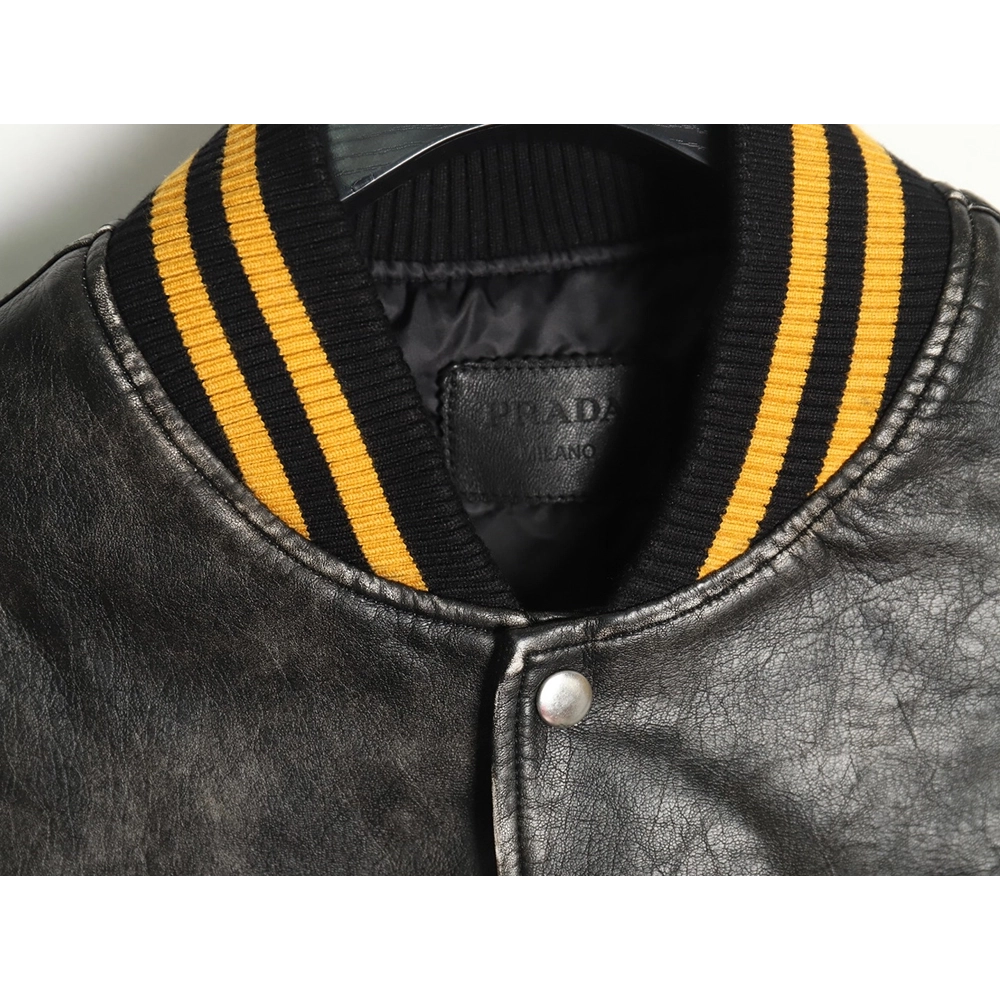 Prada P logo leather bomber jacket,Prada Jacket,Jacket,,Low Price High quality,Free Shipping to France