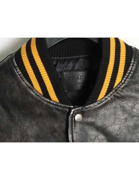 Prada P logo leather bomber jacket,Prada Jacket,Jacket,,Low Price High quality,Free Shipping to France
