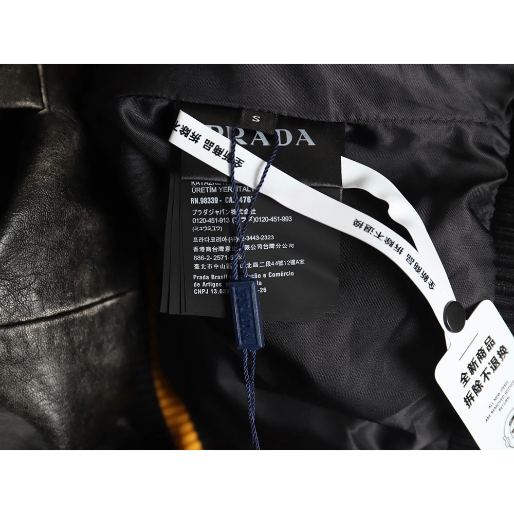 Prada P logo leather bomber jacket,Prada Jacket,Jacket,,Low Price High quality,Free Shipping to France