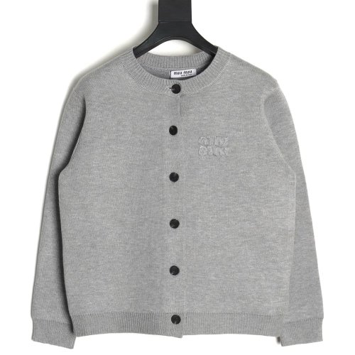 Miu Miu Minimalist Lettering Cardigan Sweater,Miu Miu Sweatshirt,Sweatshirt,,Low Price High quality,Free Shipping to France