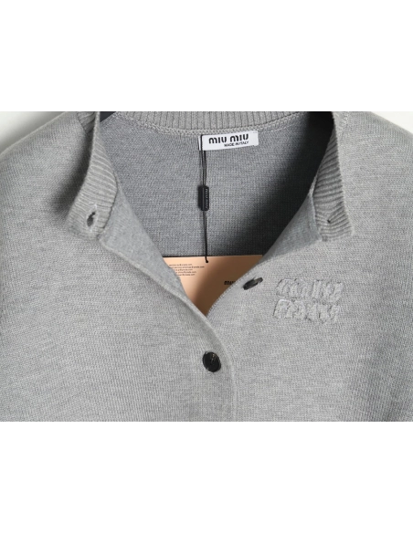 Miu Miu Minimalist Lettering Cardigan Sweater,Miu Miu Sweatshirt,Sweatshirt,,Low Price High quality,Free Shipping to France