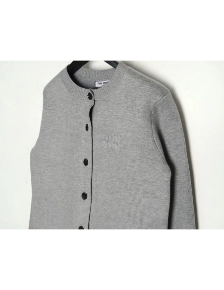 Miu Miu Minimalist Lettering Cardigan Sweater,Miu Miu Sweatshirt,Sweatshirt,,Low Price High quality,Free Shipping to France