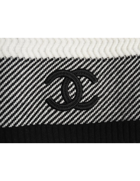 Chanel Double CC Logo Embroidered Striped Knitted Pullover,Chanel Sweatshirt,Sweatshirt,,Low Price High quality,Free Shipping to