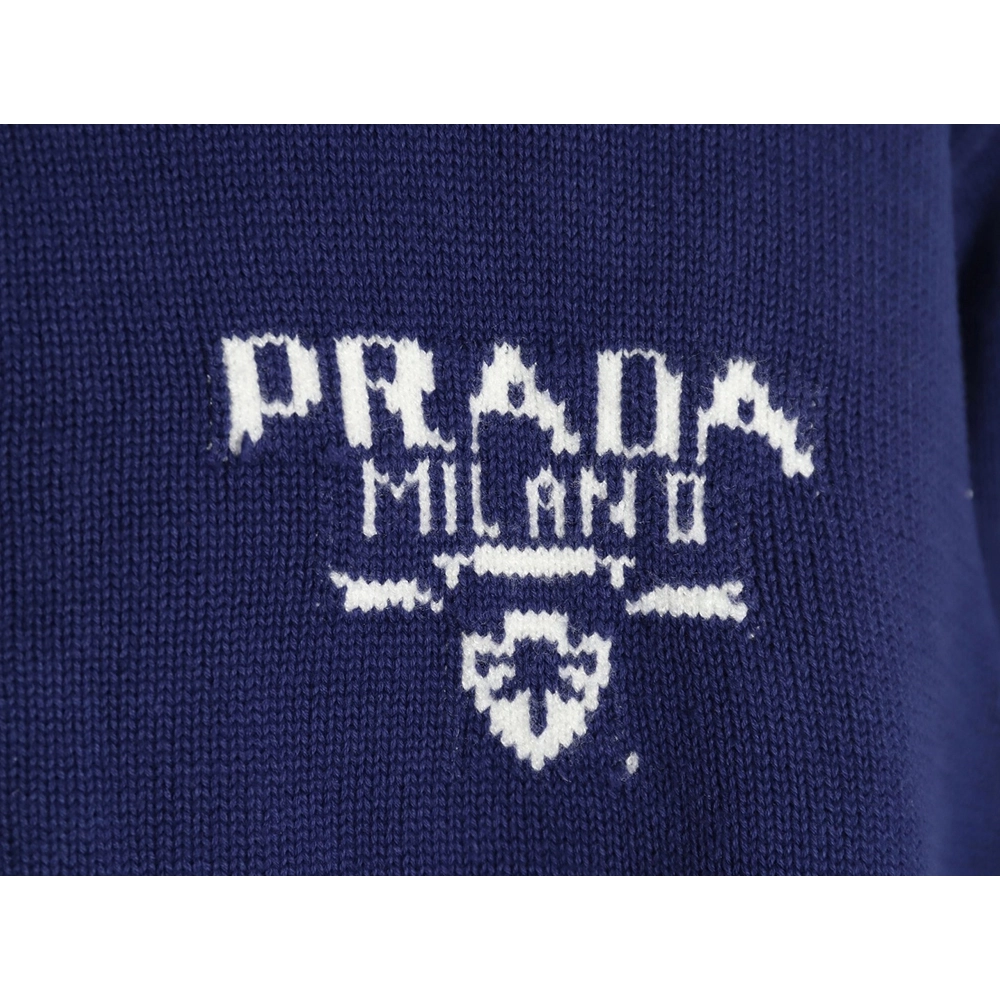Prada Chest Lettering Half Zip Knit Sweater,Prada Sweatshirt,Sweatshirt,,Low Price High quality,Free Shipping to France