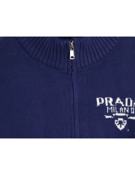 Prada Chest Lettering Half Zip Knit Sweater,Prada Sweatshirt,Sweatshirt,,Low Price High quality,Free Shipping to France
