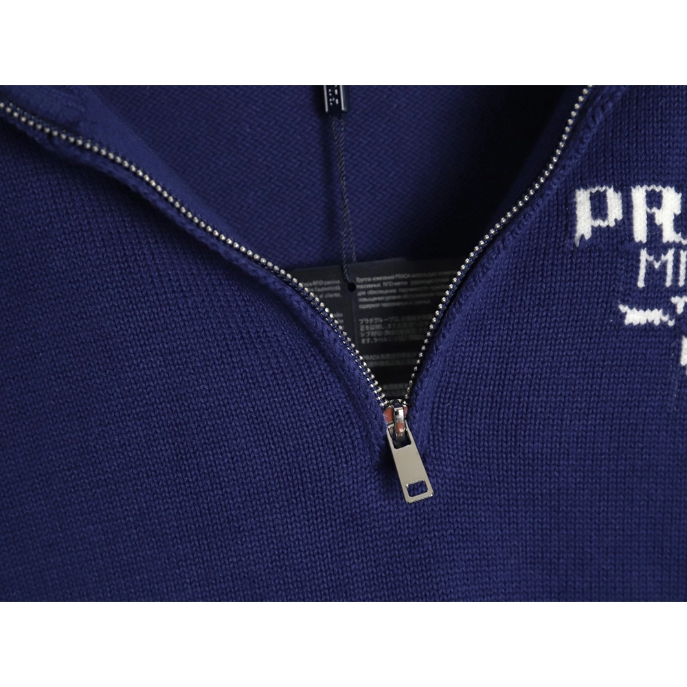 Prada Chest Lettering Half Zip Knit Sweater,Prada Sweatshirt,Sweatshirt,,Low Price High quality,Free Shipping to France