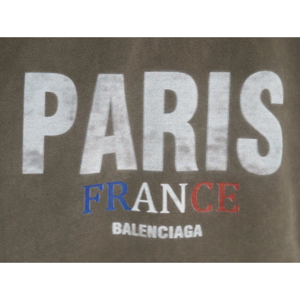 Balenciaga PARIS letter print velvet hooded sweatshirt,Balenciaga Sweatshirt,Sweatshirt,APPAREL