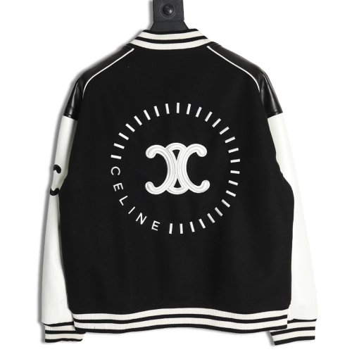 Celine patchwork embroidered baseball jacket,Celine Jacket,Jacket,APPAREL