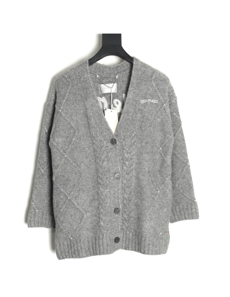 13De Marzo plaid cardigan sweater,13De Marzo Sweater,Sweatshirt,APPAREL