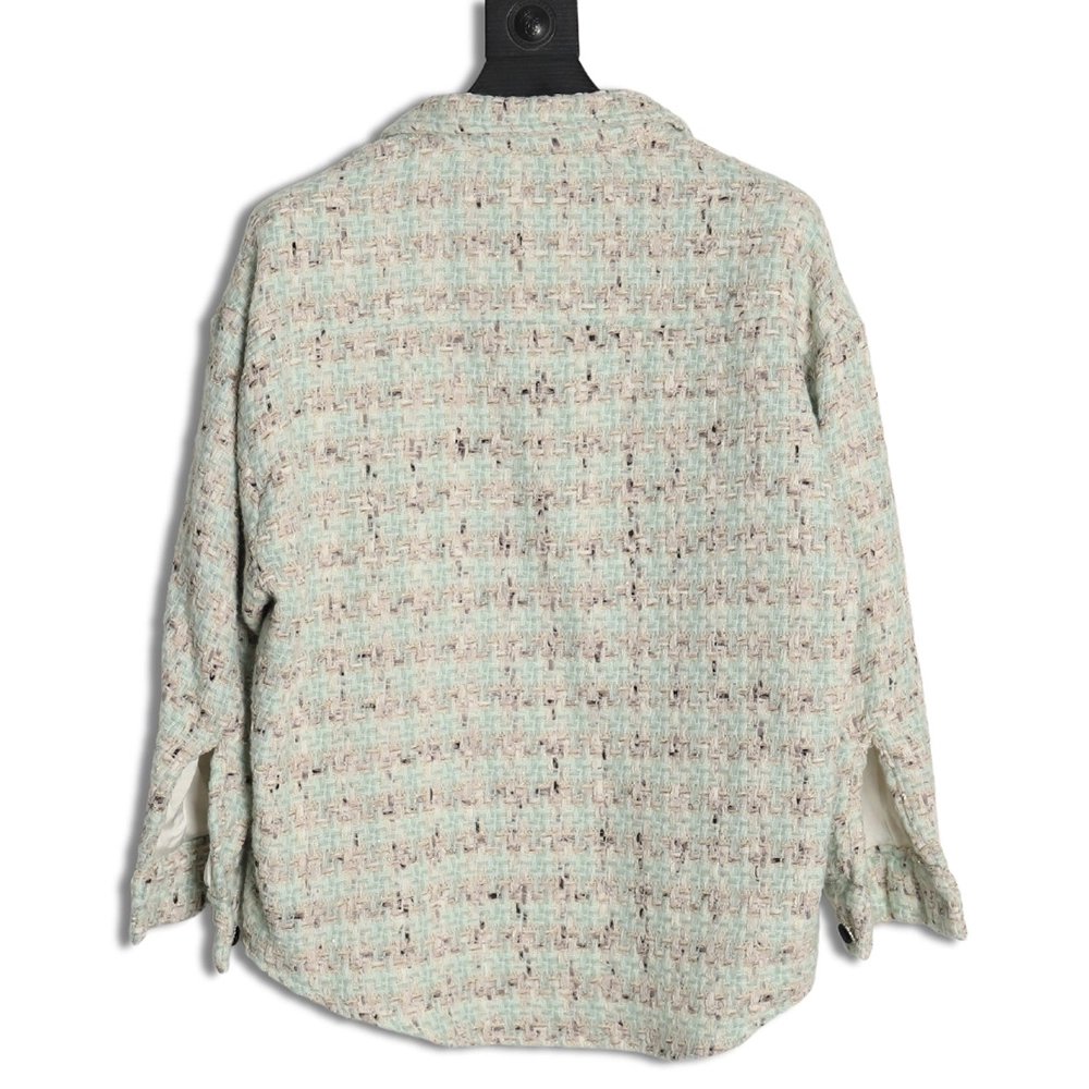 Chanel Haute Couture Silver Woven Check Shirt Jacket,Chanel Jacket,Jacket,APPAREL
