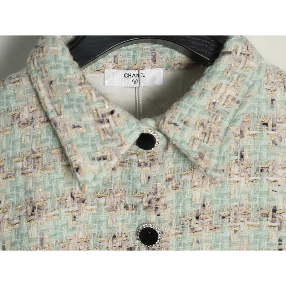 Chanel Haute Couture Silver Woven Check Shirt Jacket,Chanel Jacket,Jacket,APPAREL