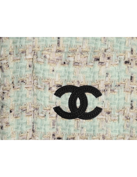 Chanel Haute Couture Silver Woven Check Shirt Jacket,Chanel Jacket,Jacket,APPAREL