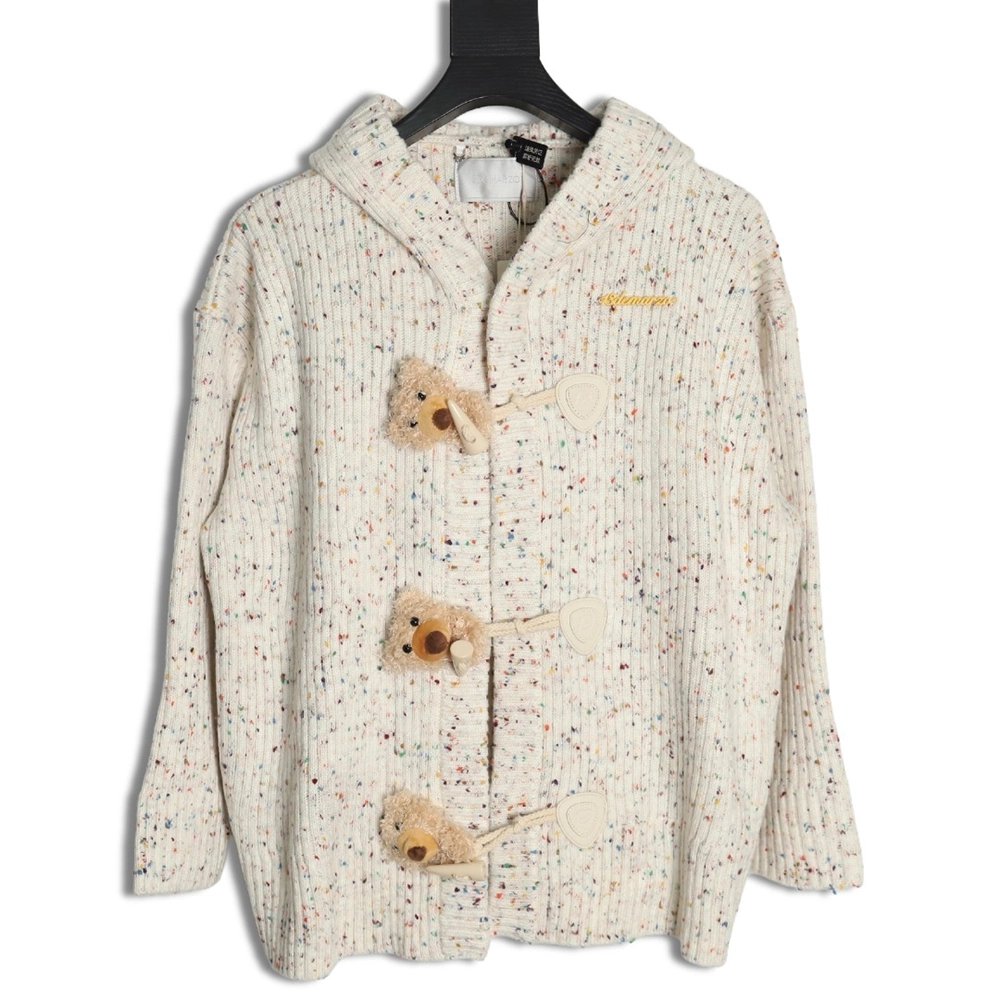 13De Marzo horn button hooded cardigan sweater,13De Marzo Sweater,Sweatshirt,APPAREL