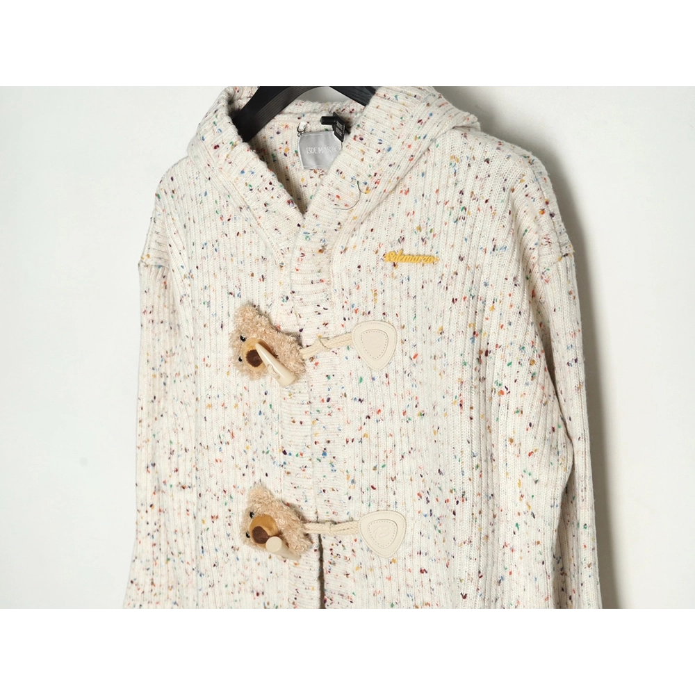 13De Marzo horn button hooded cardigan sweater,13De Marzo Sweater,Sweatshirt,APPAREL