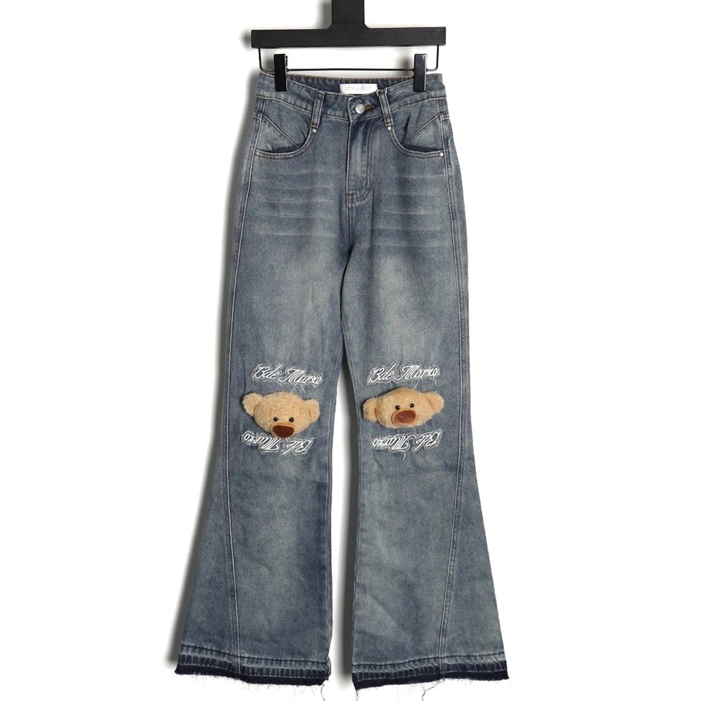 13De Marzo MidRange Bear WideLeg Jeans,13De Marzo Jeans,CASUAL PANTS,APPAREL